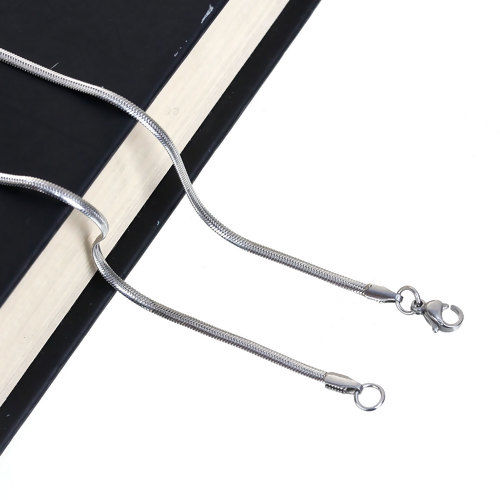 Picture of Wholesale Snake Chain Necklace, Silver Tone 304 Stainless Steel, Unisex Minimalist Gift Jewelry For Retailer, 50.8cm(20") long, Chain Size: 1.6mm, 1 Piece