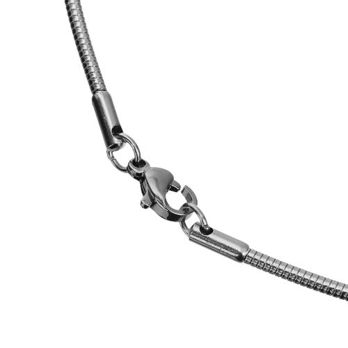 Picture of Wholesale Snake Chain Collar Neck Ring Necklace, Silver Tone 304 Stainless Steel, Unisex Minimalist Gift Jewelry For Retailer, 43.5cm(17 1/8") long, Chain Size: 2mm, 1 Piece