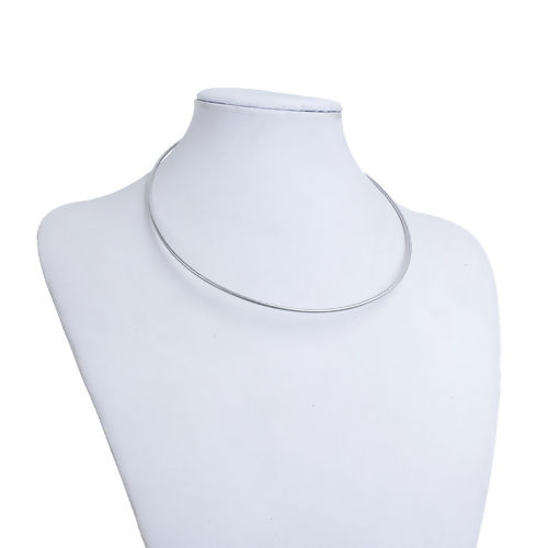 Picture of Wholesale Snake Chain Collar Neck Ring Necklace, Silver Tone 304 Stainless Steel, Unisex Minimalist Gift Jewelry For Retailer, 43.5cm(17 1/8") long, Chain Size: 2mm, 1 Piece