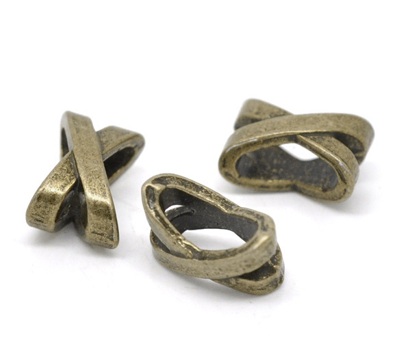 Picture of 100 PCs Zinc Based Alloy Spacer Beads For DIY Jewelry Making Antique Bronze X Shaped Hollow About 10mm x 7mm, Hole: Approx 7mm