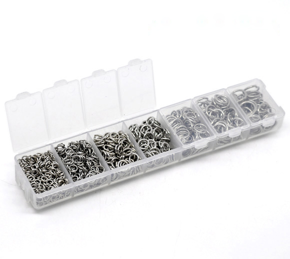 Picture of 1 Box 10mm Dia. - 4mm Dia., Stainless Steel Open Jump Rings Findings For Jewelry Making Silver Tone Round