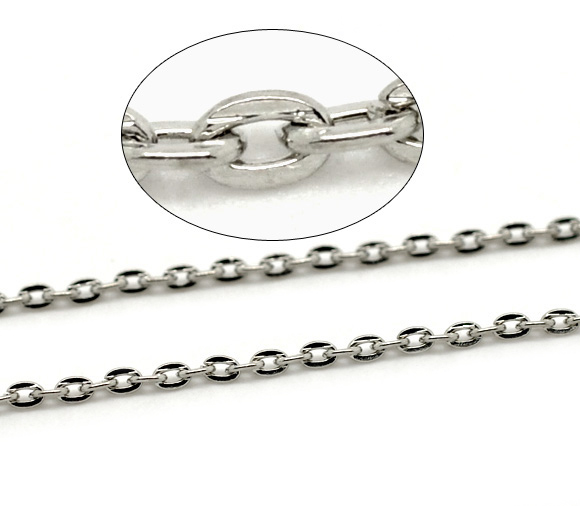 Picture of 10 M (Approx 32.81 Foot) Iron Based Alloy Link Cable Chain Findings Silver Tone 3x2mm