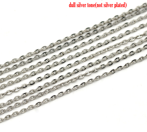 Picture of 10 M (Approx 32.81 Foot) Iron Based Alloy Link Cable Chain Findings Silver Tone 3x2mm