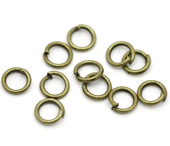 Picture of 1000 PCs 5mm Dia., 0.9mm(19 gauge) Iron Based Alloy Open Jump Rings Findings For Jewelry Making Antique Bronze Round