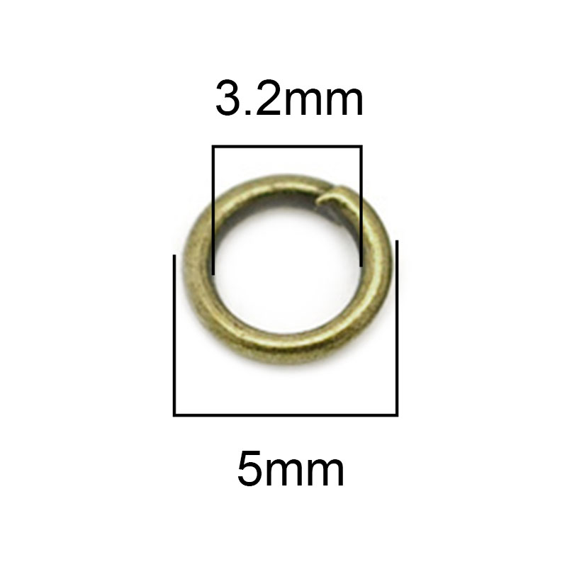 Picture of 1000 PCs 5mm Dia., 0.9mm(19 gauge) Iron Based Alloy Open Jump Rings Findings For Jewelry Making Antique Bronze Round