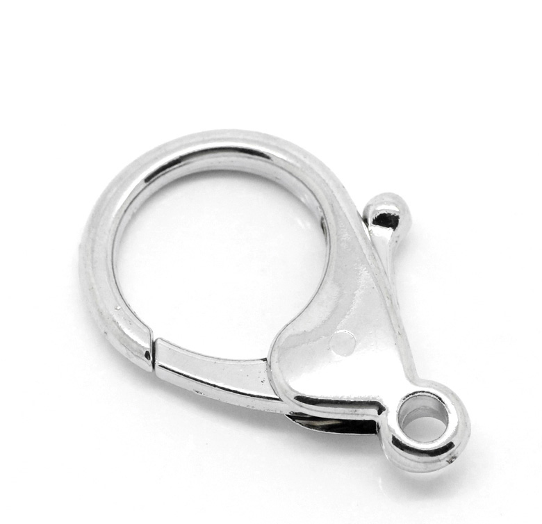 Picture of Zinc Based Alloy Lobster Clasps Silver Tone 35mm x 25mm, 10 PCs