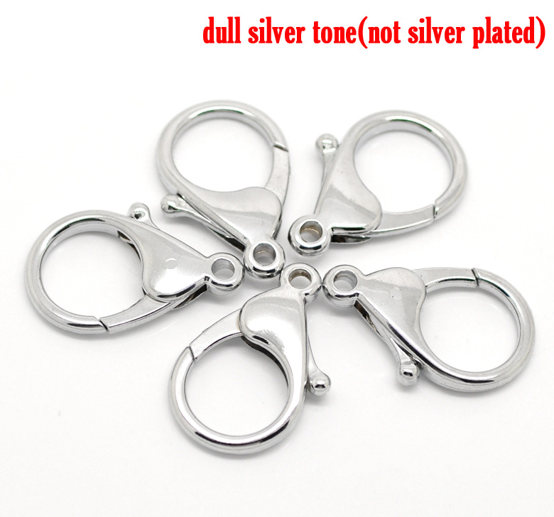 Picture of Zinc Based Alloy Lobster Clasps Silver Tone 35mm x 25mm, 10 PCs