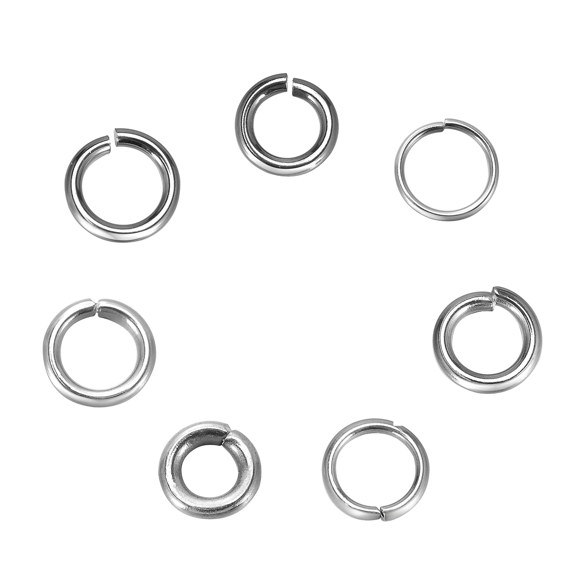 Picture of 300 PCs 7mm Dia., 1.3mm(16 gauge) 304 Stainless Steel Open Jump Rings Findings For Jewelry Making Silver Tone Round