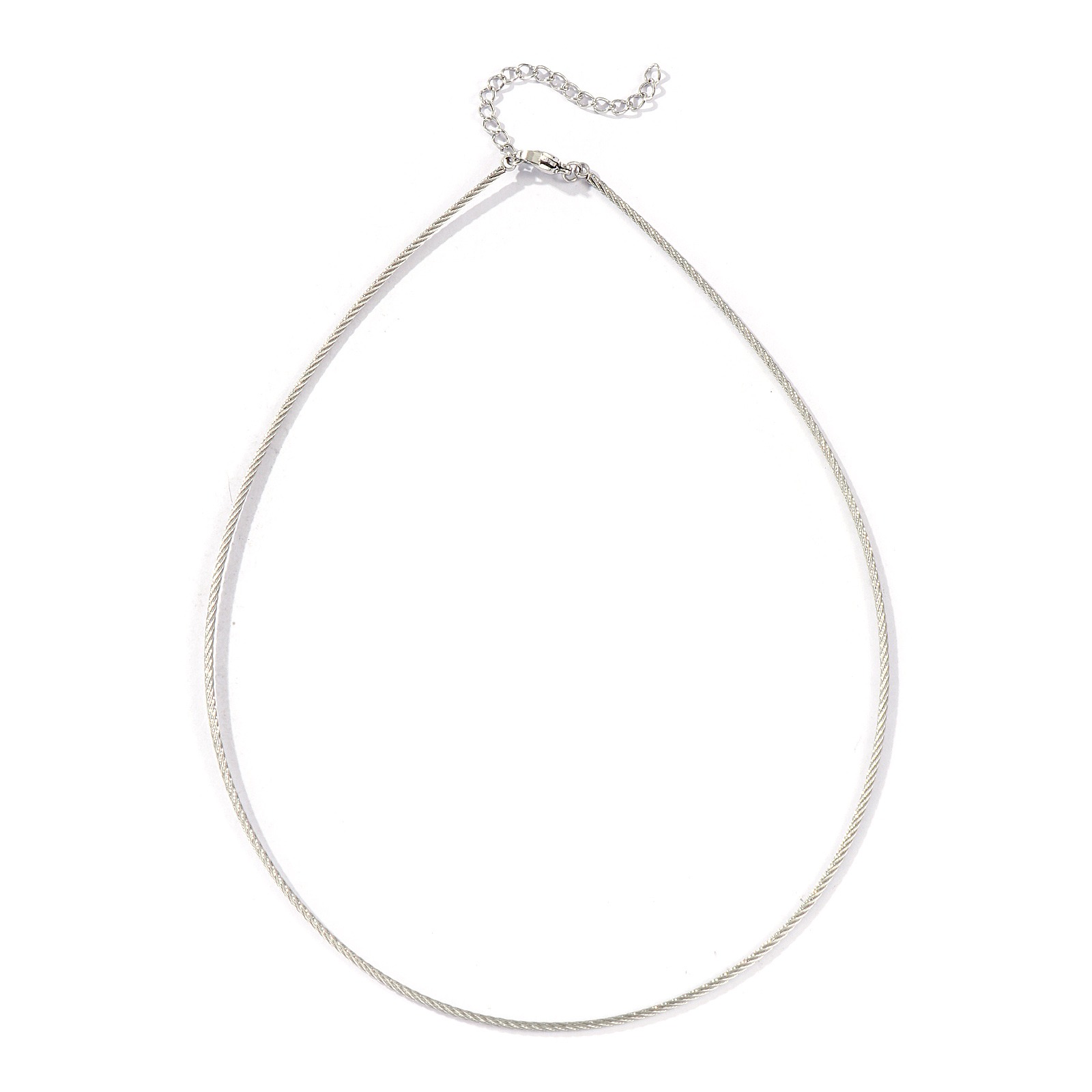 Picture of Wholesale Spiral Collar Neck Ring Necklace, Silver Tone Stainless Steel, Unisex Minimalist Gift Jewelry For Retailer, 40cm(15.7") long, Chain Size: 1.5mm, 1 Piece