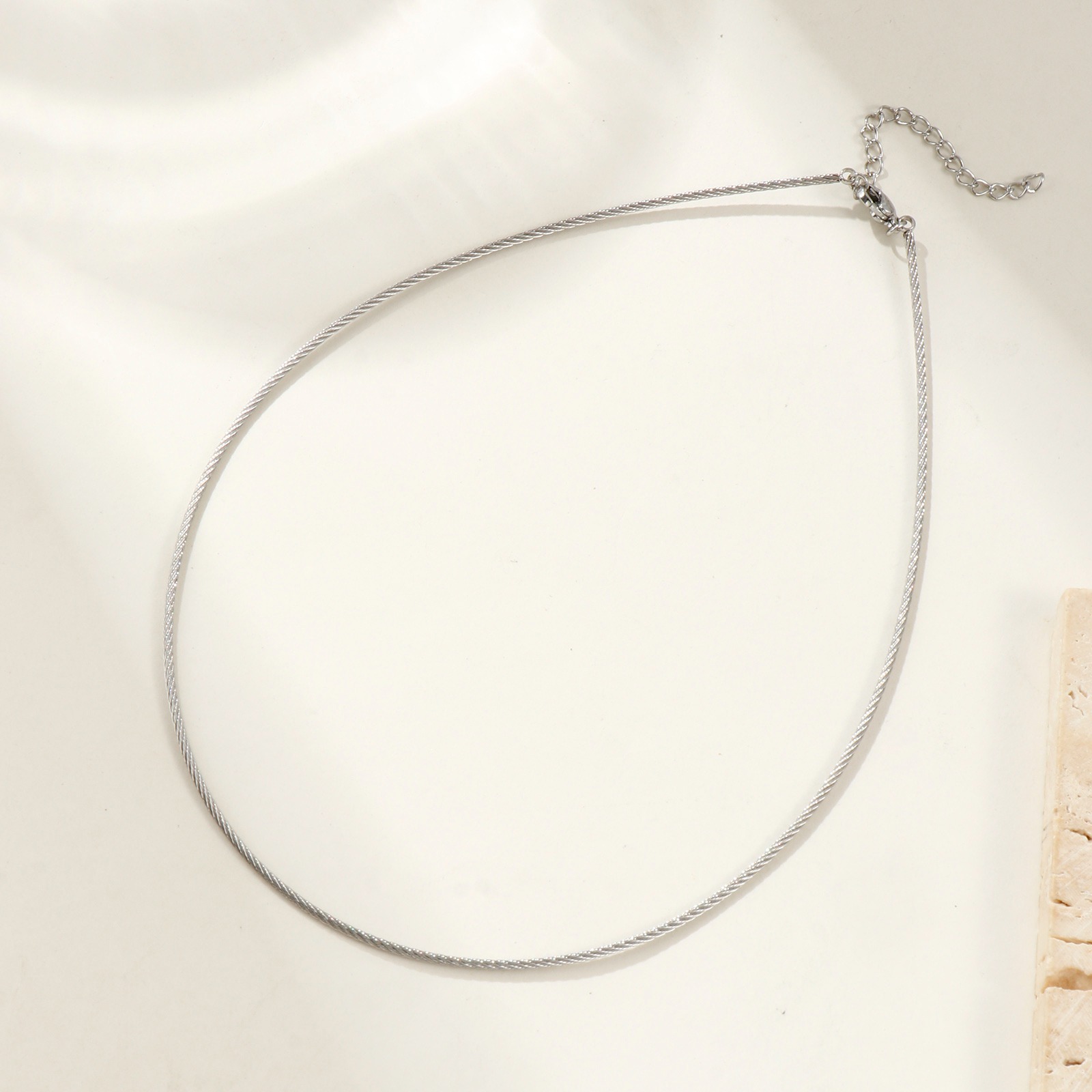 Picture of Wholesale Spiral Collar Neck Ring Necklace, Silver Tone Stainless Steel, Unisex Minimalist Gift Jewelry For Retailer, 40cm(15.7") long, Chain Size: 1.5mm, 1 Piece