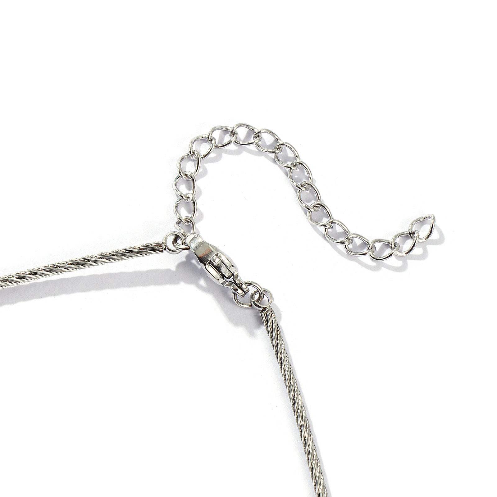 Picture of Wholesale Spiral Collar Neck Ring Necklace, Silver Tone Stainless Steel, Unisex Minimalist Gift Jewelry For Retailer, 40cm(15.7") long, Chain Size: 1.5mm, 1 Piece