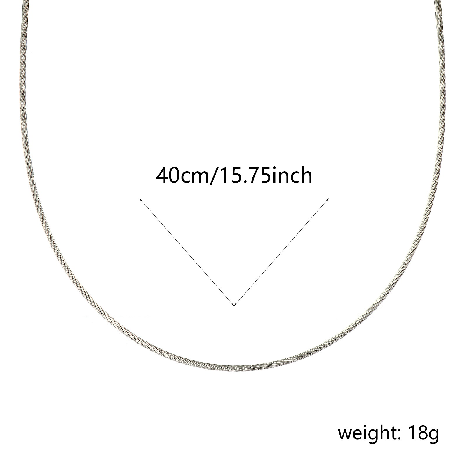 Picture of Wholesale Spiral Collar Neck Ring Necklace, Silver Tone Stainless Steel, Unisex Minimalist Gift Jewelry For Retailer, 40cm(15.7") long, Chain Size: 1.5mm, 1 Piece