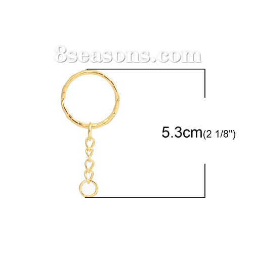 Picture of Iron Based Alloy Keychain & Keyring Gold Plated Circle Ring 53mm, 30 PCs