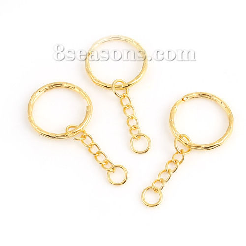 Picture of Iron Based Alloy Keychain & Keyring Gold Plated Circle Ring 53mm, 30 PCs