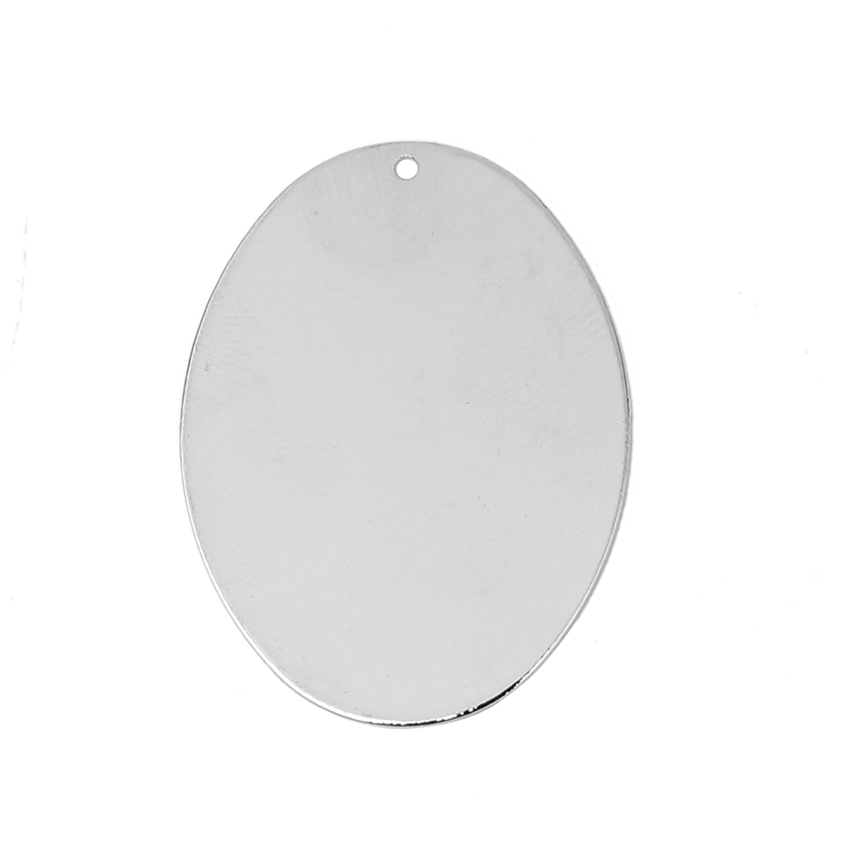 Picture of Brass Blank Pendants Oval Silver Tone 38mm(1 4/8") x 28mm(1 1/8"), 10 PCs