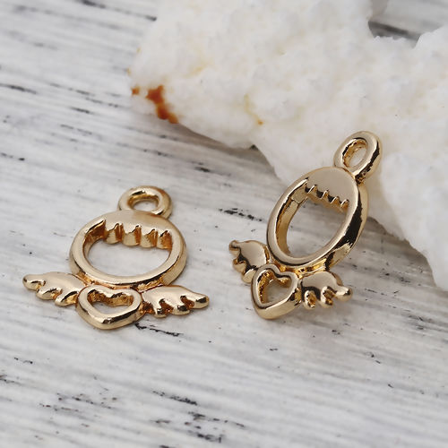 Picture of Zinc Based Alloy Charms Angel Gold Plated 18mm( 6/8") x 16mm( 5/8"), 20 PCs