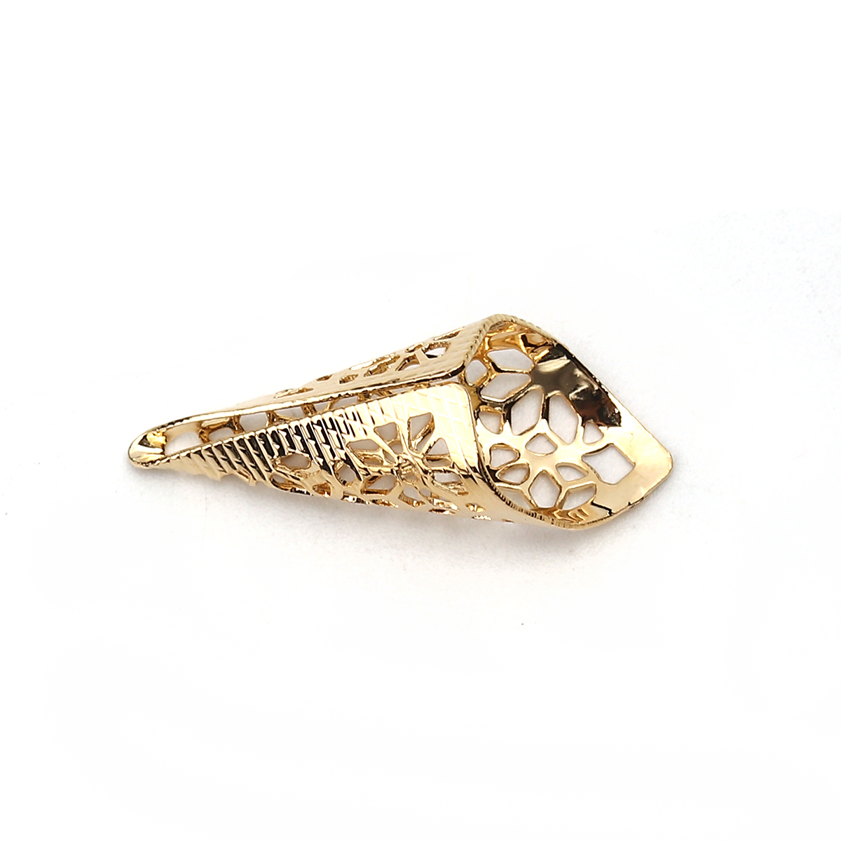 Picture of Brass Beads Caps Musical Instrument Bugle 18K Real Gold Plated Flower (Fit Beads Size: 12mm Dia.) 28mm(1 1/8") x 11mm( 3/8"), 5 PCs