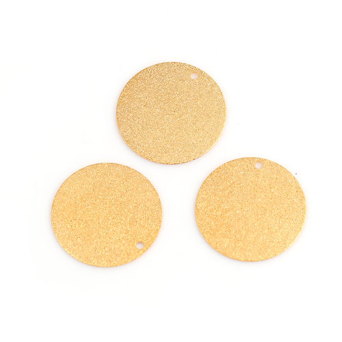 Picture of Brass Charms Round Disc Gold Plated Sparkledust 25mm(1") Dia, 10 PCs
