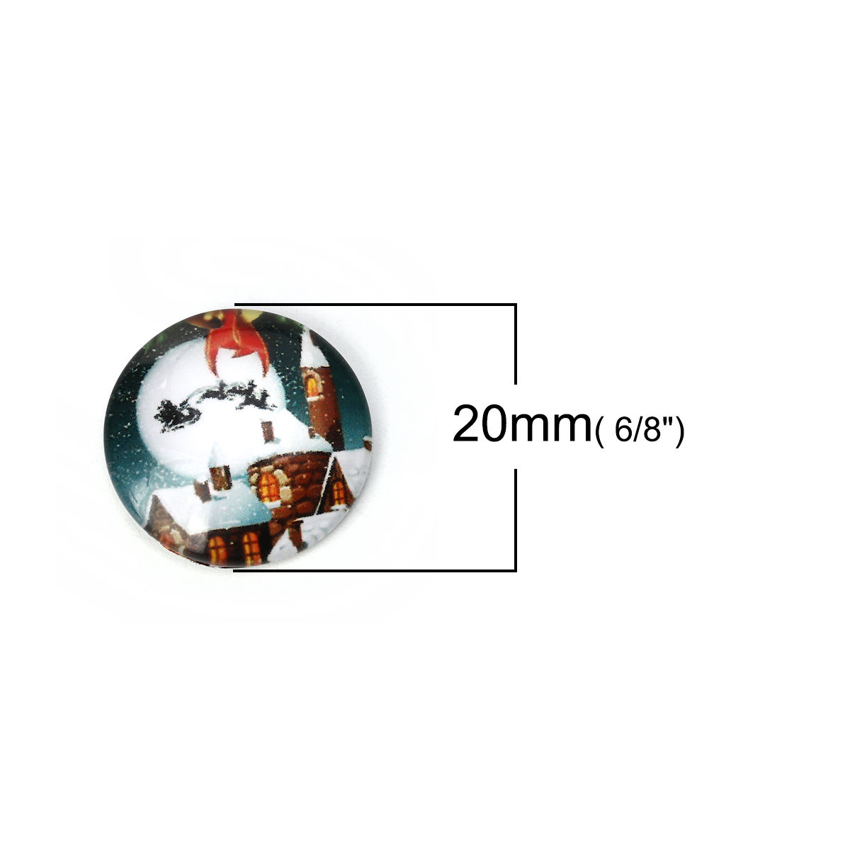 Picture of Glass Dome Seals Cabochon Round Flatback Multicolor Pere David's Deer Pattern 20mm( 6/8") Dia, 30 PCs