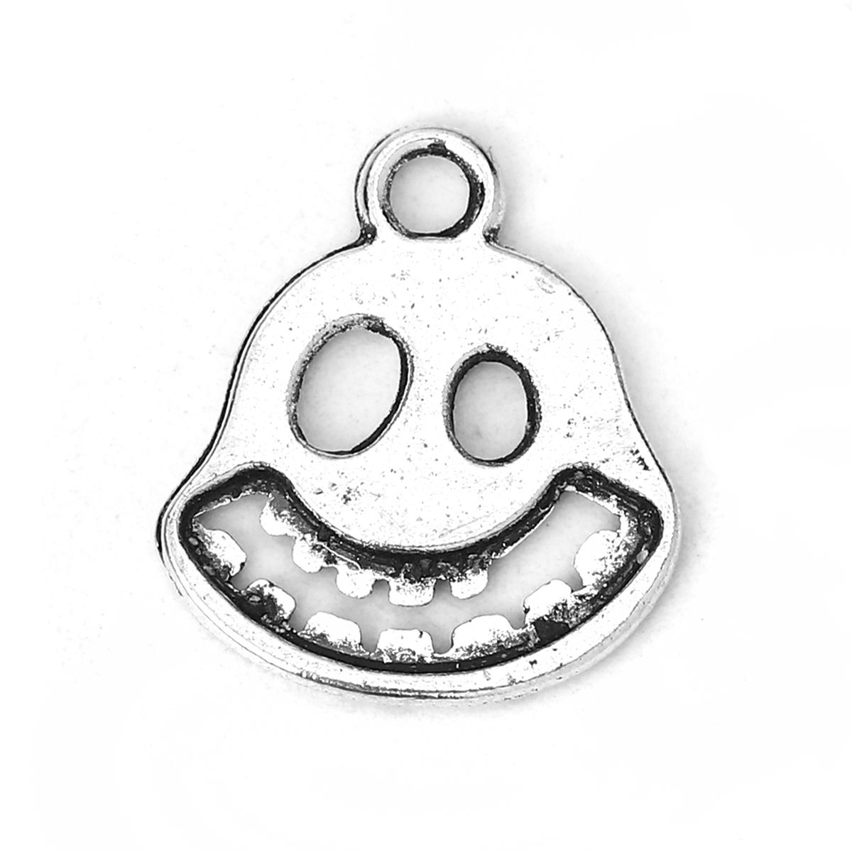 Picture of Zinc Based Alloy Halloween Charms Halloween Ghost Antique Silver Color 18mm( 6/8") x 16mm( 5/8"), 100 PCs
