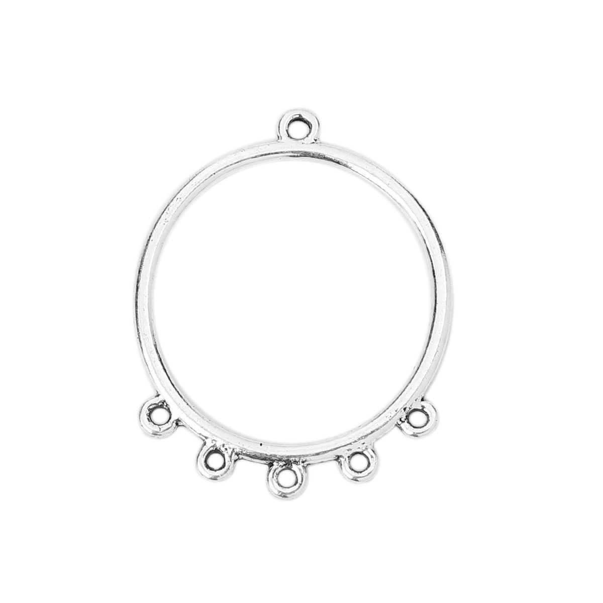 Picture of Zinc Based Alloy Chandelier Connectors Circle Ring Antique Silver Color 40mm x 33mm, 20 PCs