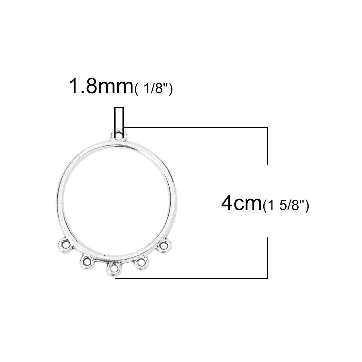 Picture of Zinc Based Alloy Chandelier Connectors Circle Ring Antique Silver Color 40mm x 33mm, 20 PCs