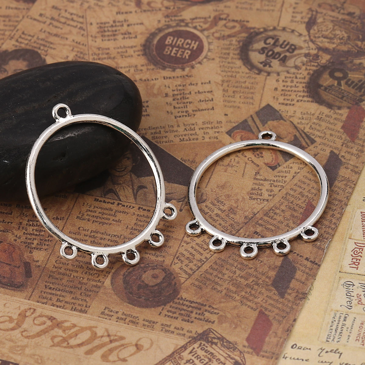 Picture of Zinc Based Alloy Chandelier Connectors Circle Ring Antique Silver Color 40mm x 33mm, 20 PCs