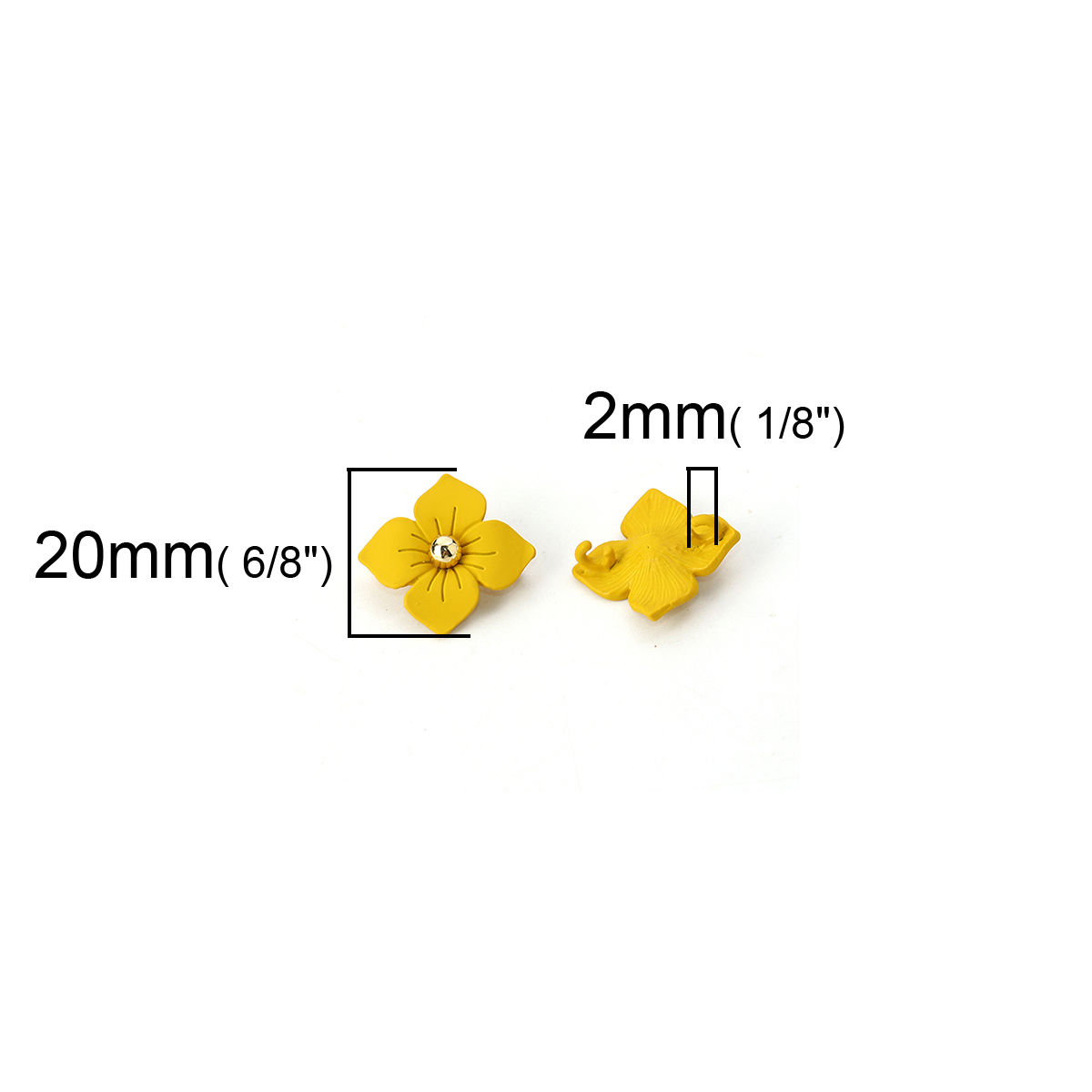 Picture of Zinc Based Alloy Connectors Flower Yellow 20mm x 20mm, 10 PCs
