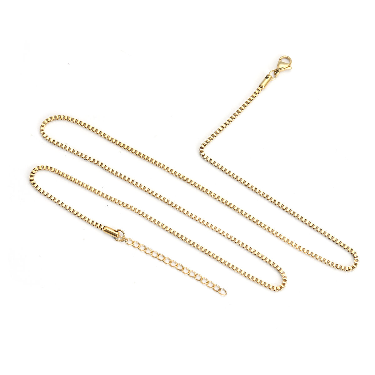 Picture of Wholesale Box Chain Necklace, Gold Plated Stainless Steel, Unisex Minimalist Gift Jewelry For Retailer, 60.5cm(23 7/8") long, Chain Size: 2mm Dia., 1 Piece