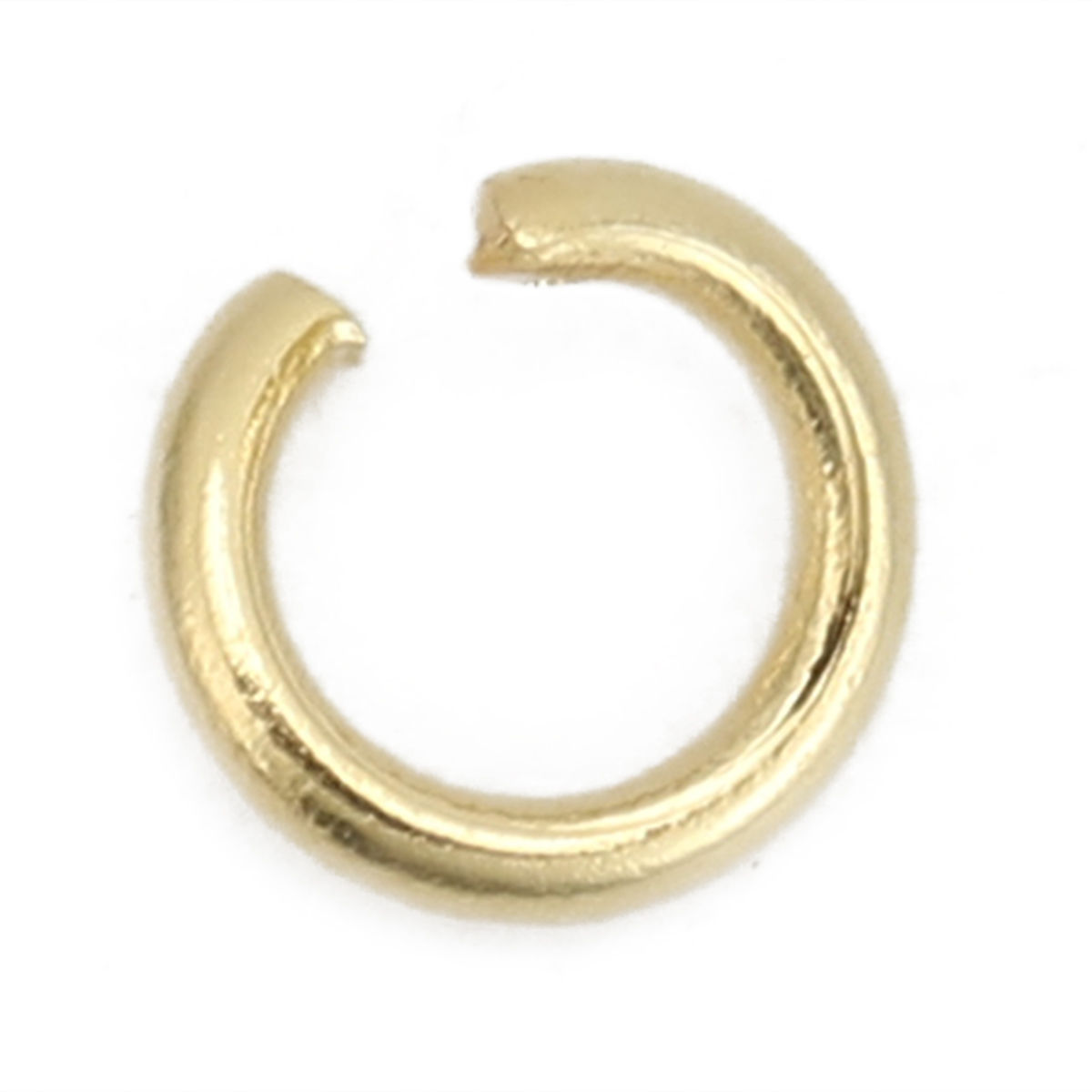 Picture of 200 PCs 4mm Dia., 0.7mm(21 gauge) 304 Stainless Steel Open Jump Rings Findings For Jewelry Making Gold Plated Round