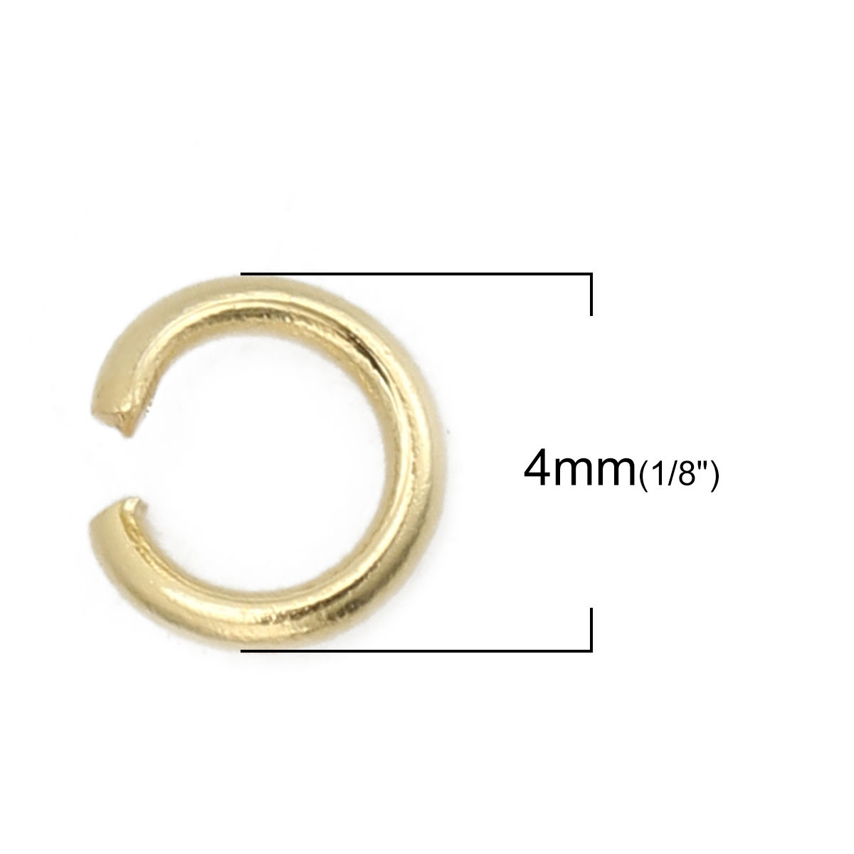 Picture of 200 PCs 4mm Dia., 0.7mm(21 gauge) 304 Stainless Steel Open Jump Rings Findings For Jewelry Making Gold Plated Round