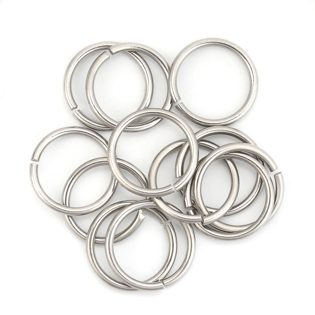 Picture of 20 PCs 20mm Dia., 2mm(12 gauge) 304 Stainless Steel Open Jump Rings Findings For Jewelry Making Silver Tone Round
