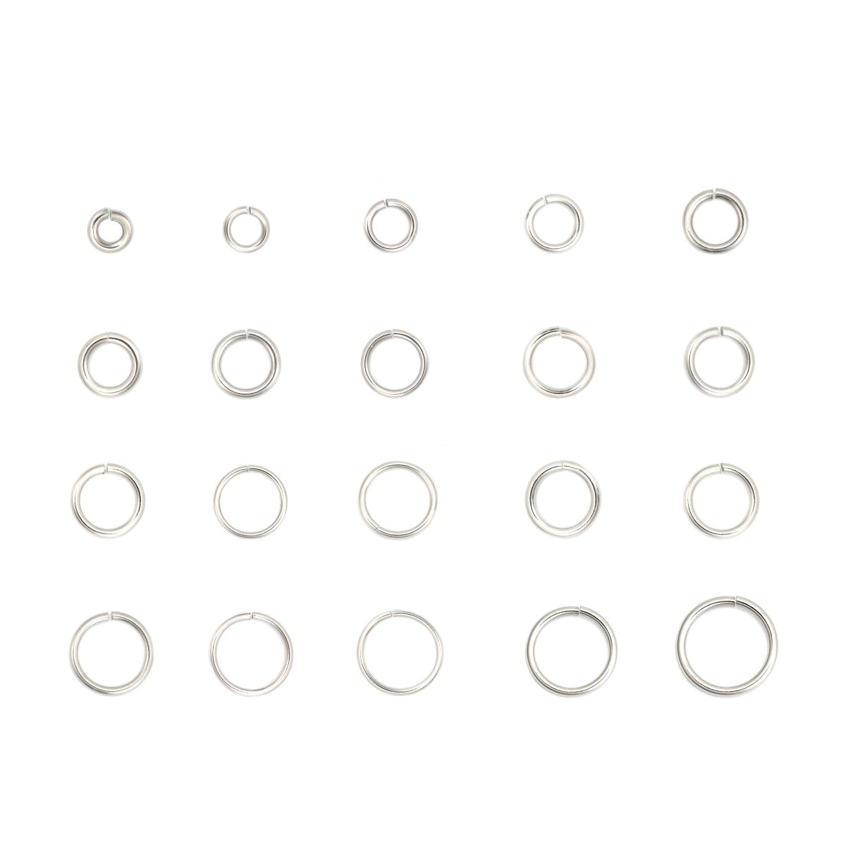 Picture of 20 PCs 20mm Dia., 2mm(12 gauge) 304 Stainless Steel Open Jump Rings Findings For Jewelry Making Silver Tone Round