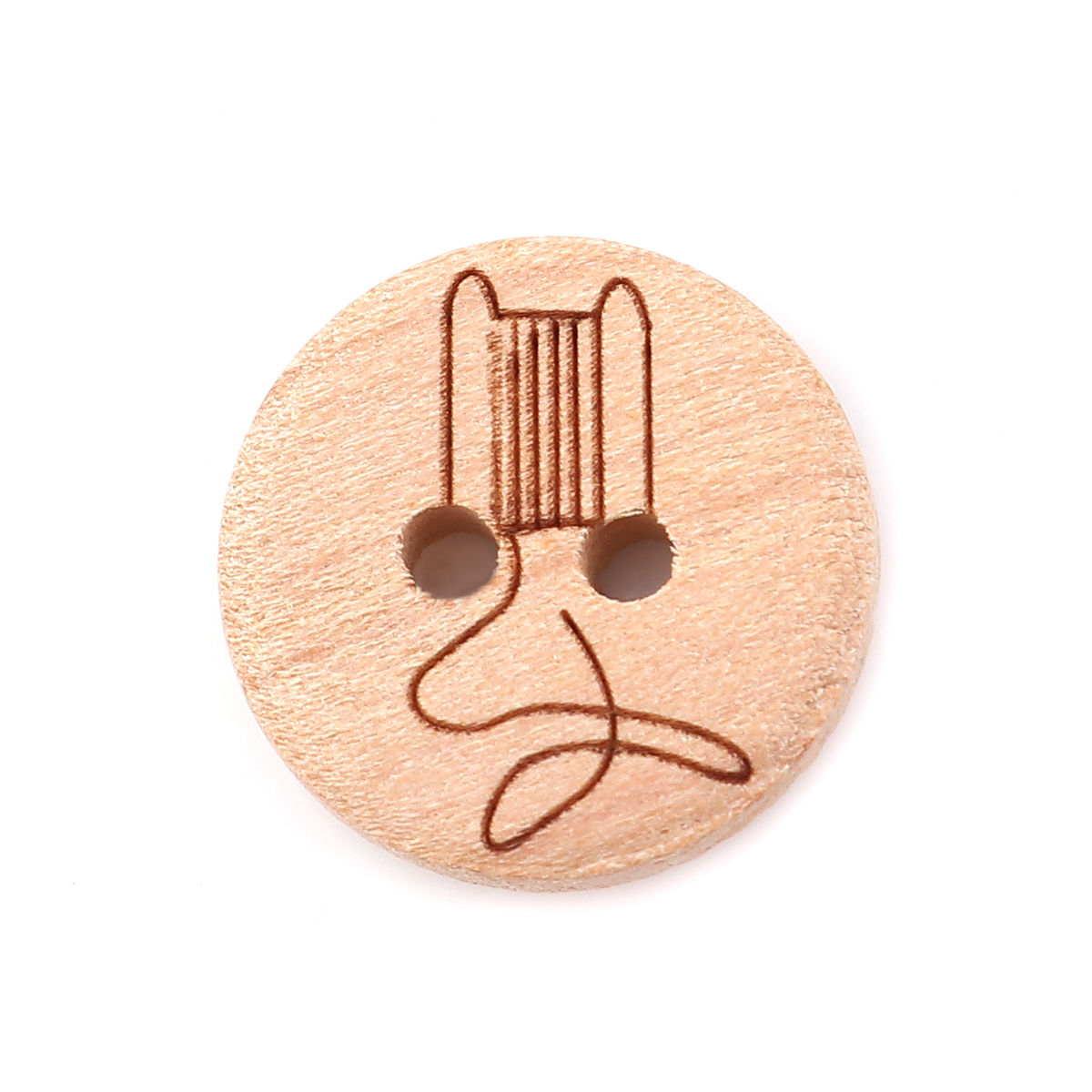 Picture of Wood Sewing Buttons Scrapbooking Two Holes Round Natural Bobbin 15mm( 5/8") Dia., 100 PCs