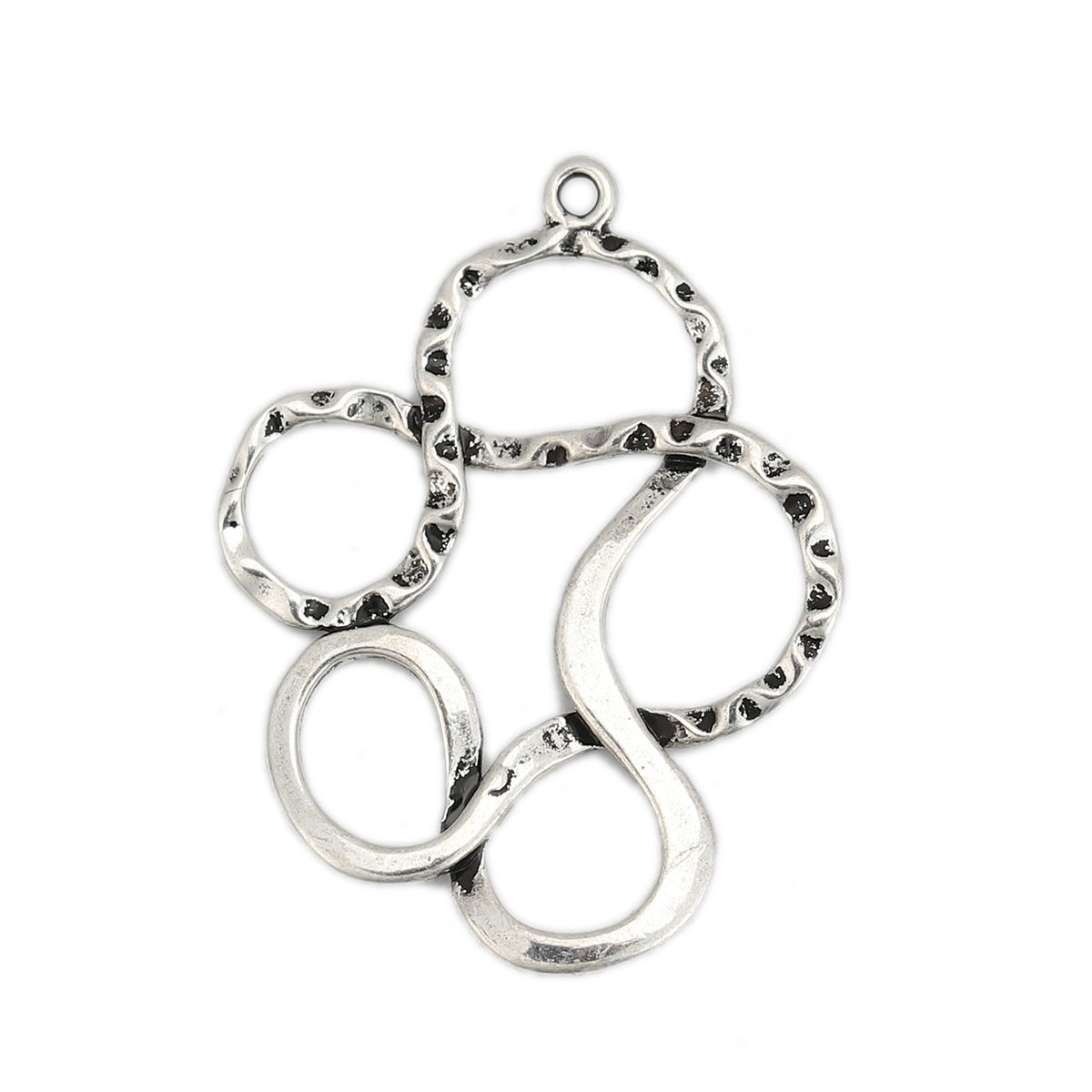 Picture of Brass Pendants Irregular Antique Silver Color 30mm(1 1/8") x 23mm( 7/8"), 2 PCs