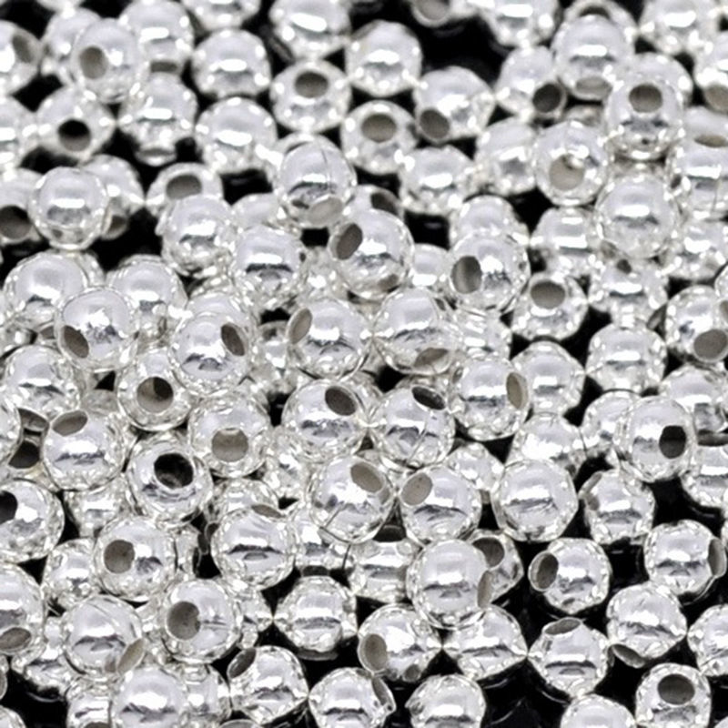 Picture of Iron Based Alloy Seed Beads Ball Silver Plated About 3mm Dia, Hole: Approx 1.1mm, 10000 PCs