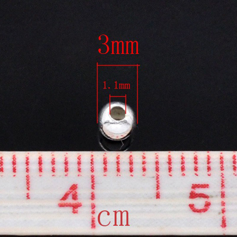 Picture of Iron Based Alloy Seed Beads Ball Silver Plated About 3mm Dia, Hole: Approx 1.1mm, 10000 PCs