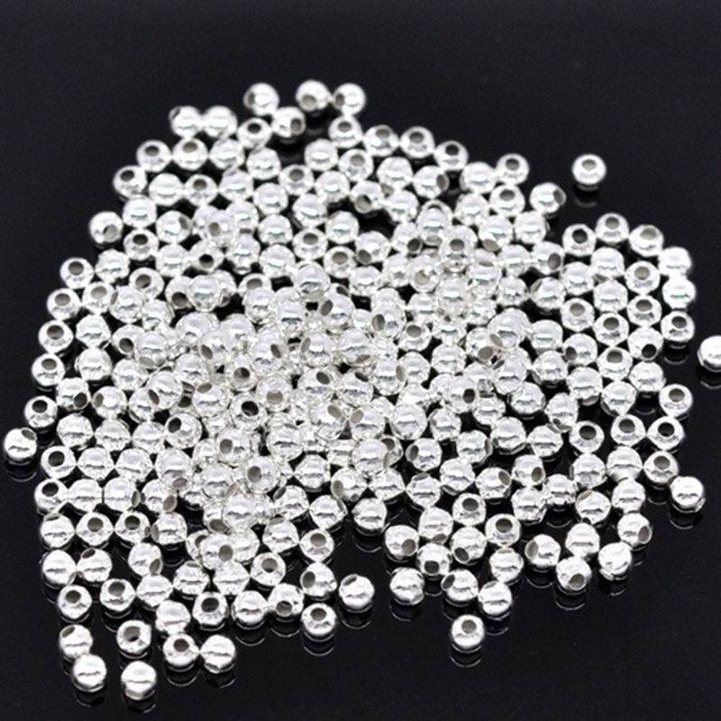 Picture of Iron Based Alloy Seed Beads Ball Silver Plated About 3mm Dia, Hole: Approx 1.1mm, 10000 PCs