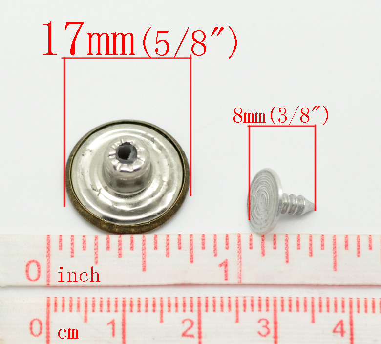 Picture of Zinc Based Alloy Metal Jean Tack Buttons Antique Bronze Star Wheatear Carved 17x8mm(5/8"x3/8") 8x8mm(3/8"x3/8"), 50 Sets