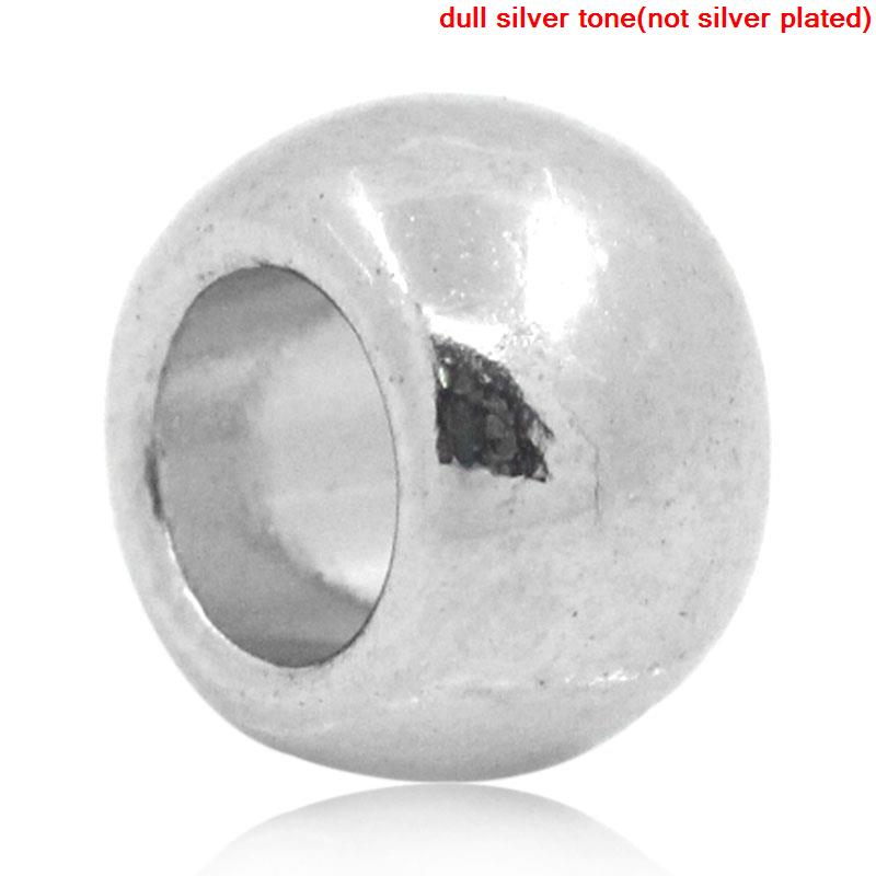 Imagen de Cuentas Aleación del Metal Del Zinc de Plano Redondo,Tono de Plata 6.0mm x 5.0mm, Aguero: acerca de 3.0mm, 100 Unidades