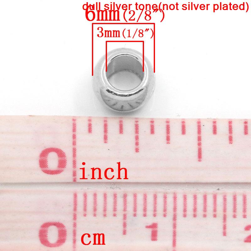 Imagen de Cuentas Aleación del Metal Del Zinc de Plano Redondo,Tono de Plata 6.0mm x 5.0mm, Aguero: acerca de 3.0mm, 100 Unidades