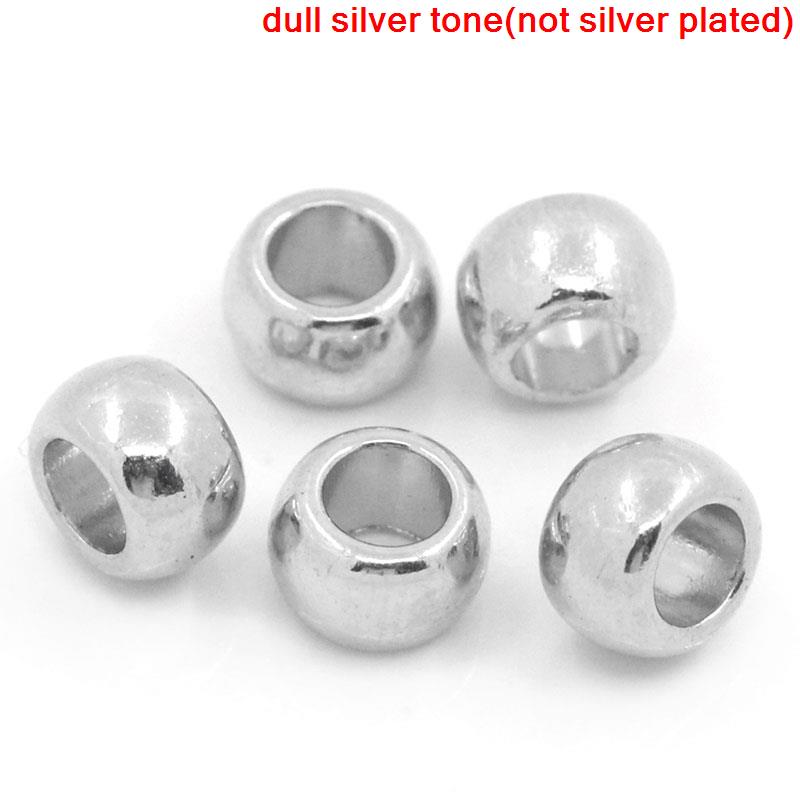 Imagen de Cuentas Aleación del Metal Del Zinc de Plano Redondo,Tono de Plata 6.0mm x 5.0mm, Aguero: acerca de 3.0mm, 100 Unidades