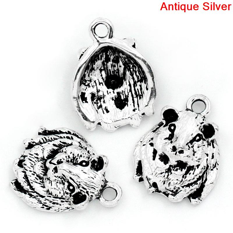 Picture of Zinc Metal Alloy Charm Pendants Mouse Animal Antique Silver Color 18mm x 14mm( 6/8"x 4/8"), 30 PCs