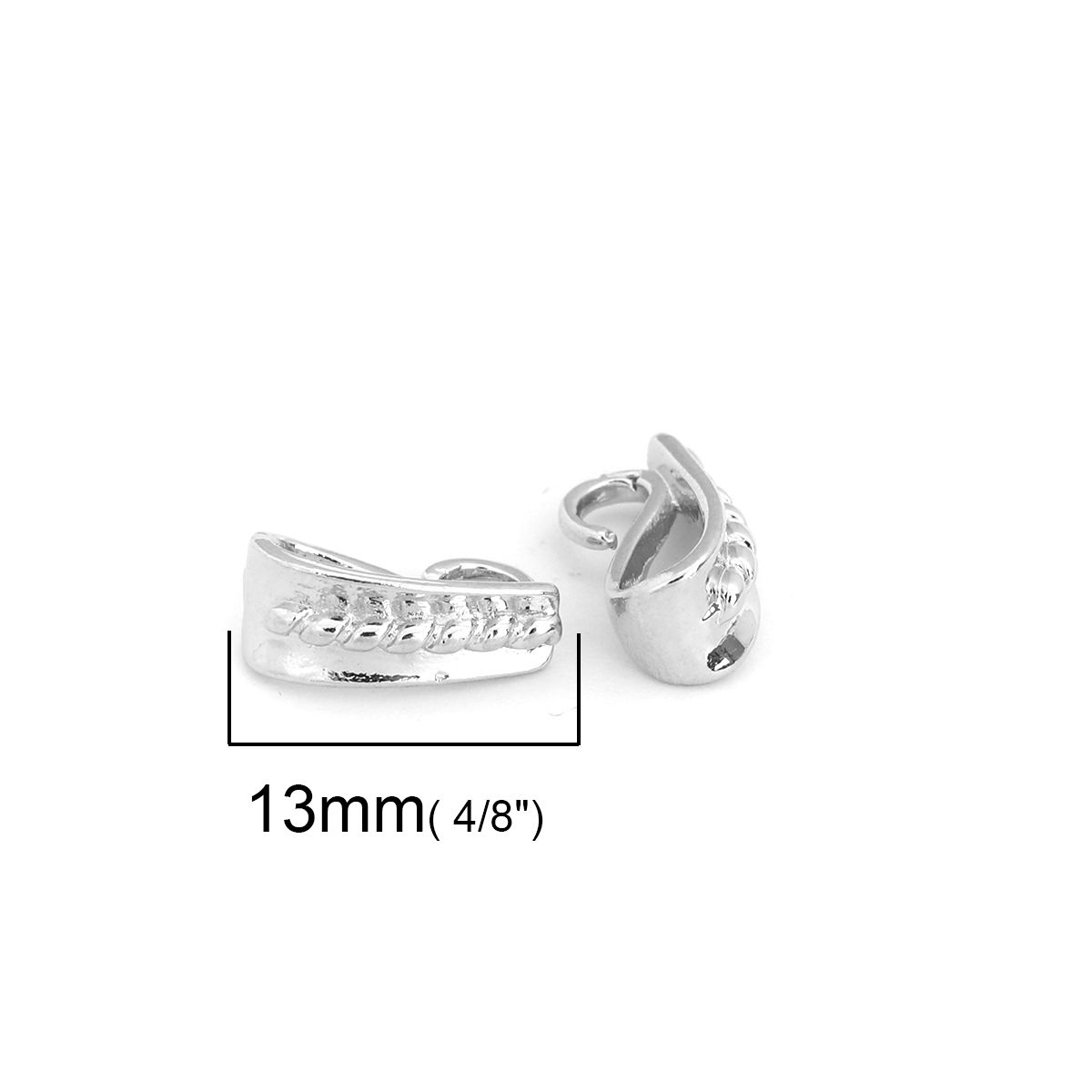 Picture of Brass Pendant Pinch Bails Clasps Silver Tone 13mm x 5mm, 10 PCs