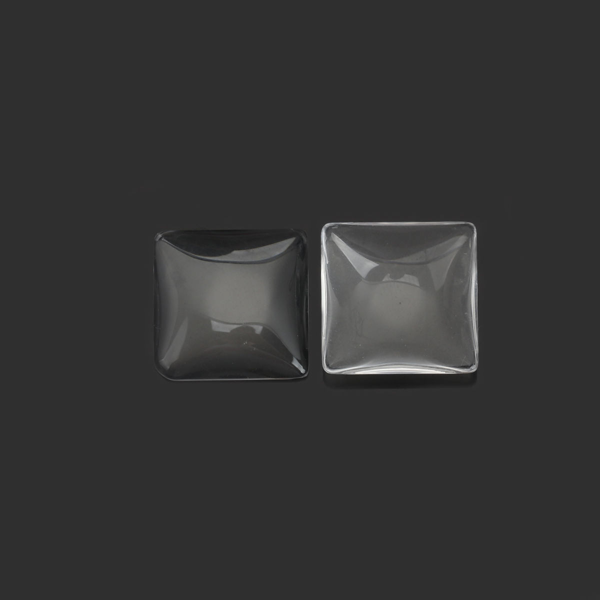 Picture of Glass Dome Seals Cabochon Square Flatback White Transparent 18mm x 18mm, 10 PCs
