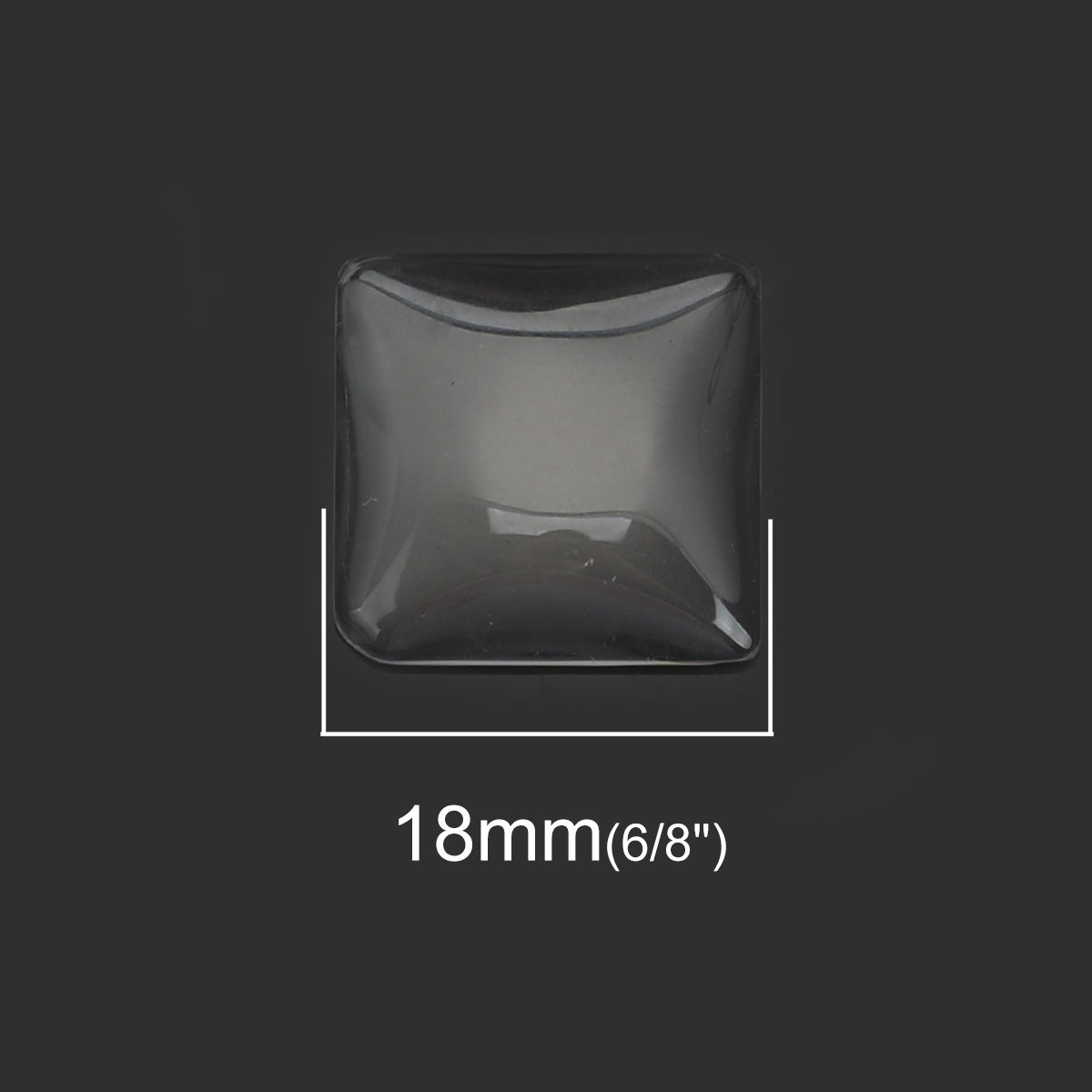 Picture of Glass Dome Seals Cabochon Square Flatback White Transparent 18mm x 18mm, 10 PCs