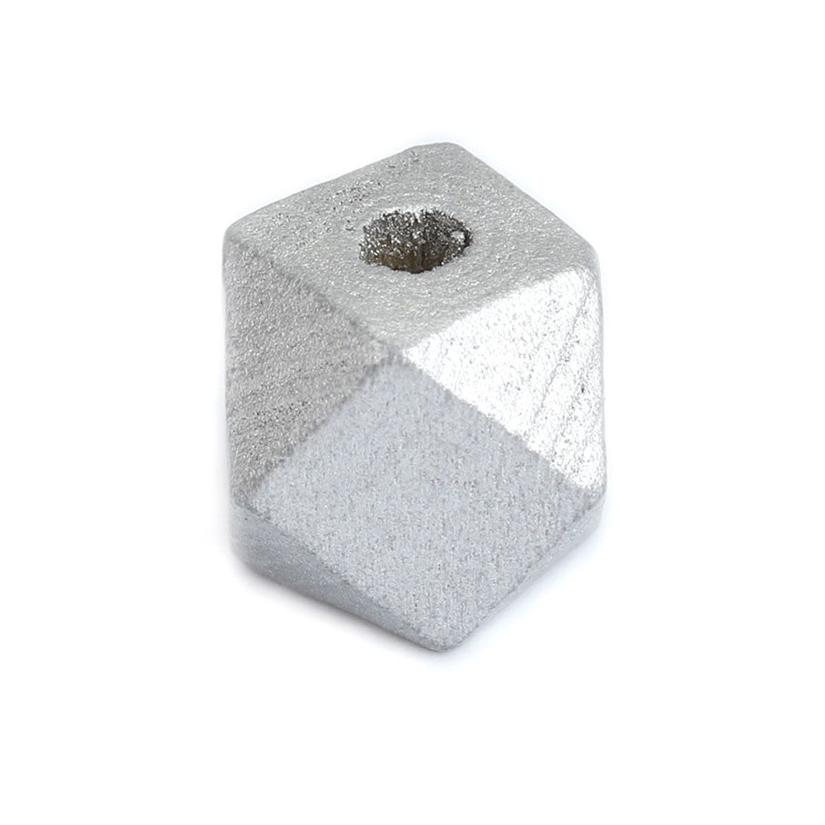 Picture of Natural Wood Spacer Beads Geometric Silver-gray Faceted About 12mm x 12mm, Hole: Approx 3.1mm, 50 PCs