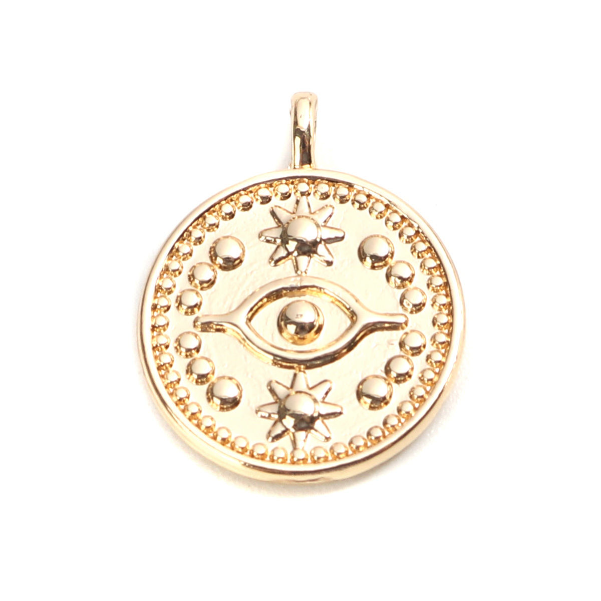 Picture of Zinc Based Alloy Charms Round Gold Plated Eye 19mm x 15mm, 10 PCs