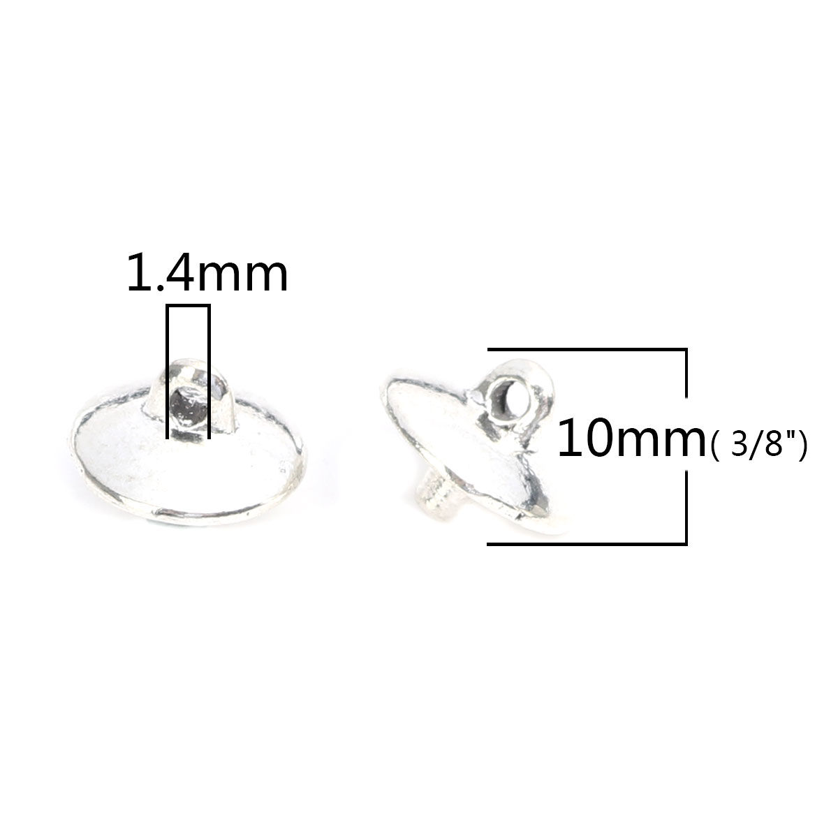 Picture of Zinc Based Alloy Pearl Pendant Connector Bail Pin Cap Round Antique Silver Color 10mm x 8mm, Needle Thickness: 2.5mm( 1/8"), 100 PCs