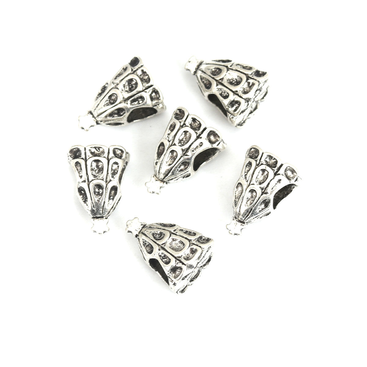 Picture of Zinc Based Alloy Beads Christmas Tree Antique Silver Color About 13mm x 10mm, Hole: Approx 4.5mm, 10 PCs